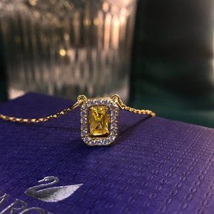 Swarovski gold square diamond necklace